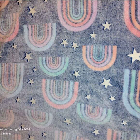 Rainbow and Stars Patterned Throw Blanket - Picture 6 of 7